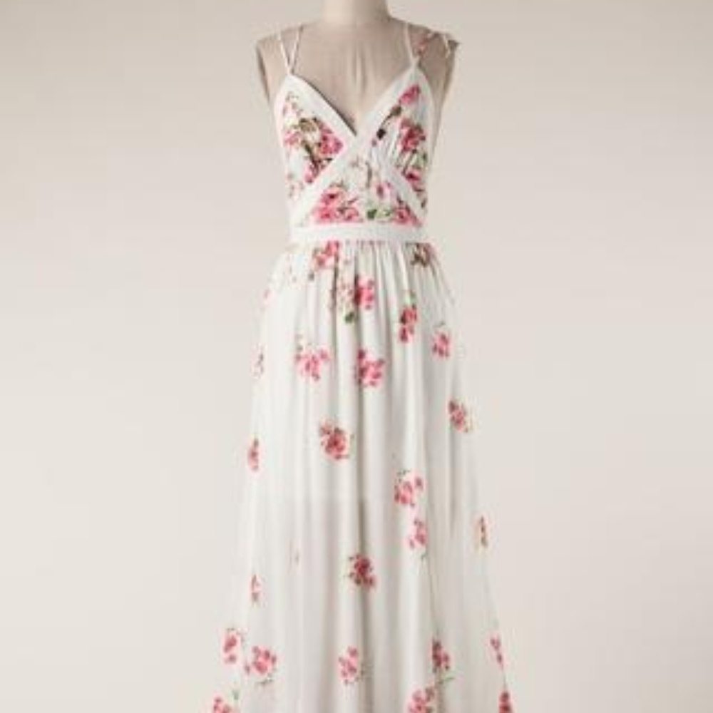 Ivory Open Back Floral Dress
